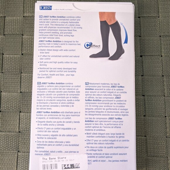 2 Pair Jobst Men's Compresson Socks 15-20 mmHg Black Sz 4 - Picture 3 of 4